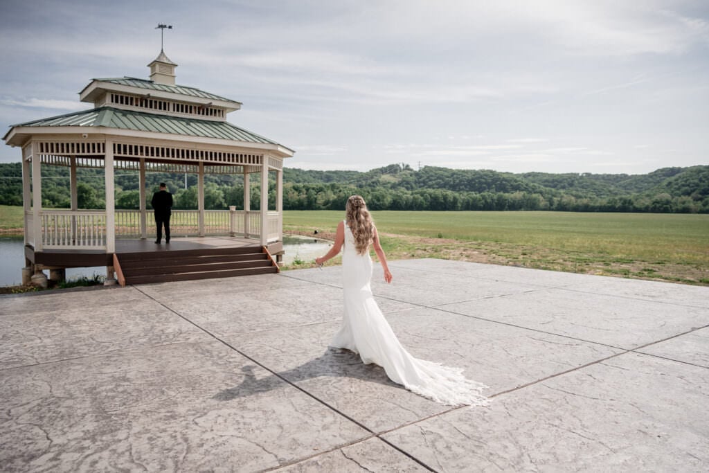 First look with bride and groom brookdale farms