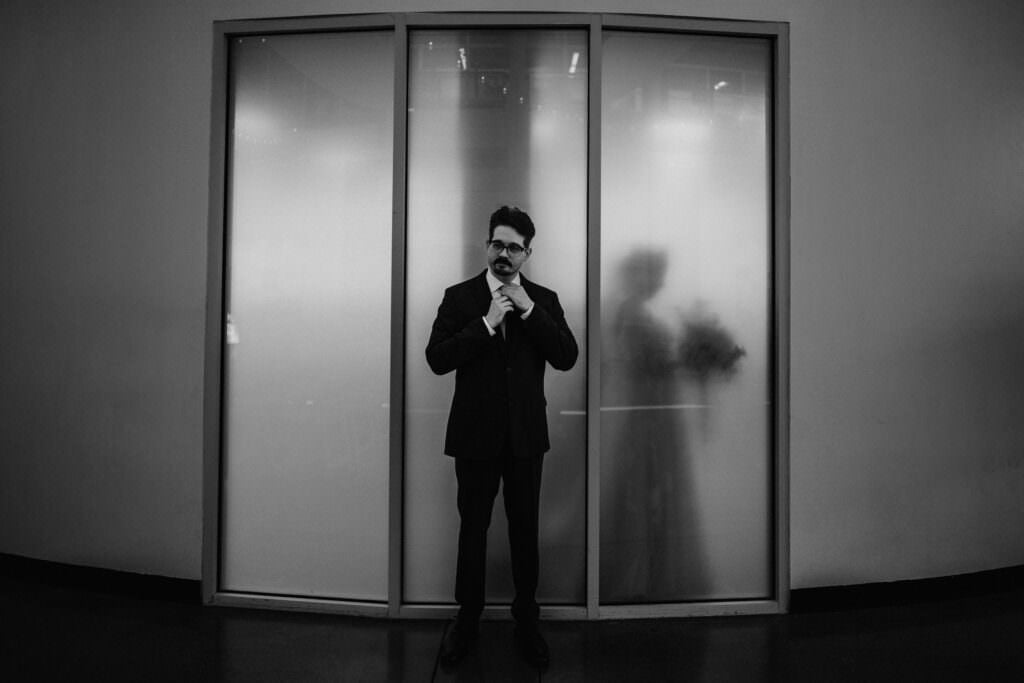 The City Foundry Art Centre Wedding Janaca and Alec 17 of 47 Black White Bride Candid Groom Selected Wedding Party Mckinley G Photography