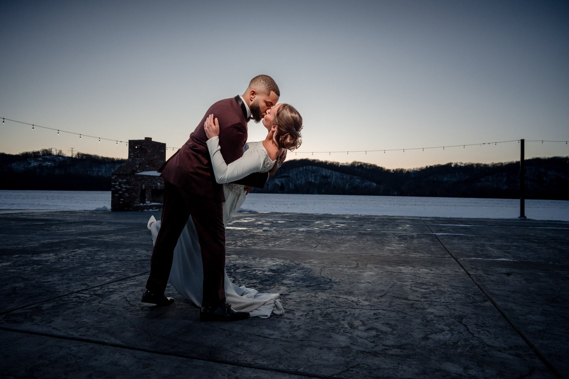 Lindsey and Dante at Silo Point Brookdale blue hour photos McKinley Griggs