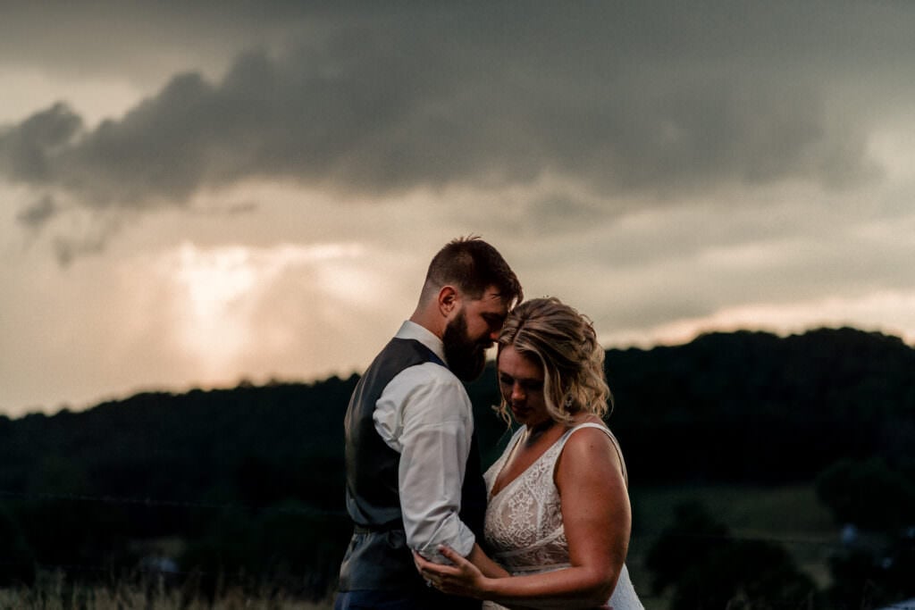 bride and groom at little piney lodge