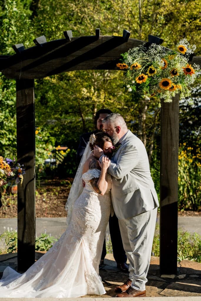 sunflower wedding dark suit